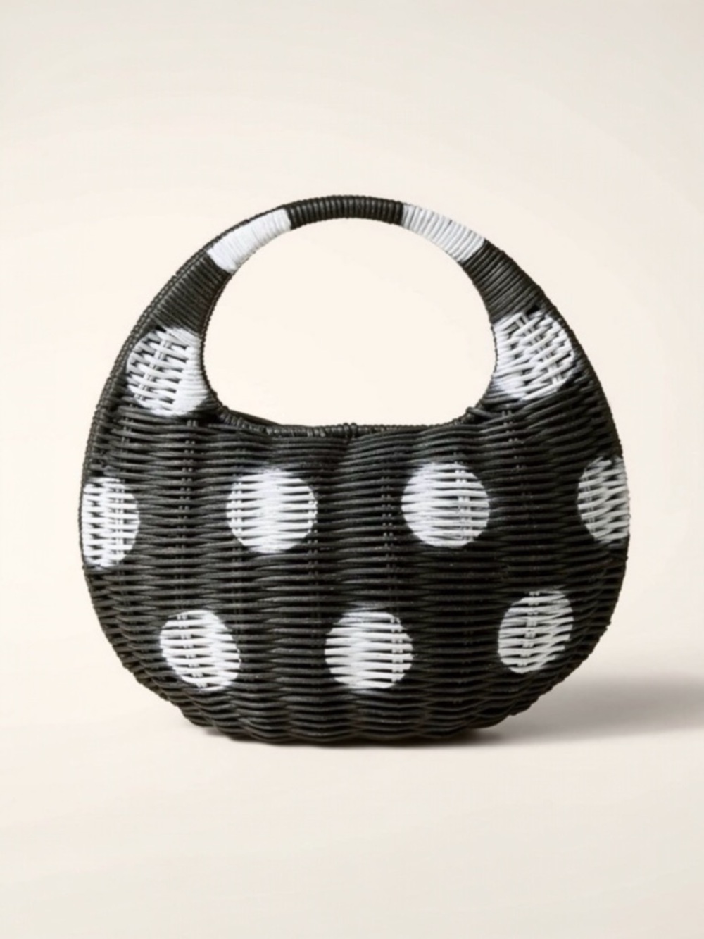 Kate Spade Target Polka Dot Wicker Crescent Bag NWT Summer Preppy Straw Hobo